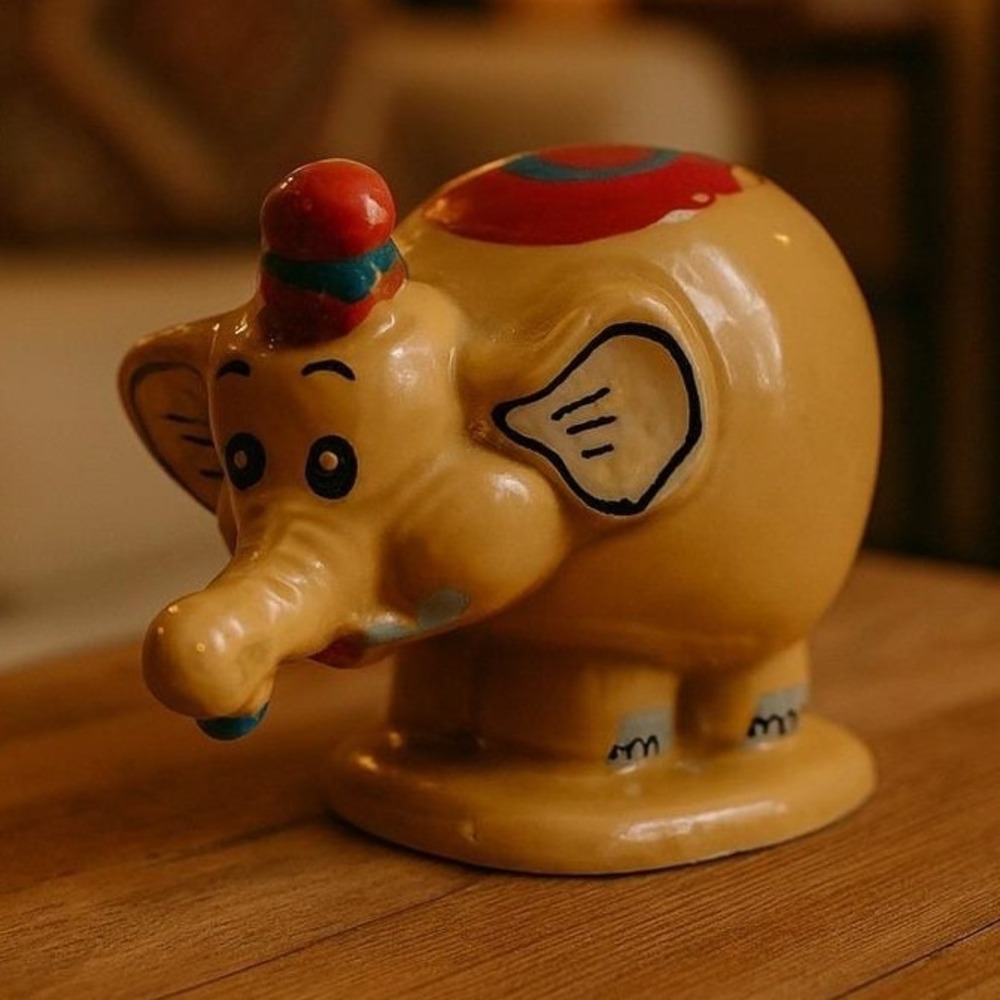 Vintage Edasa Circus Elephant Figurine Hand Painted Ceramic Elephant